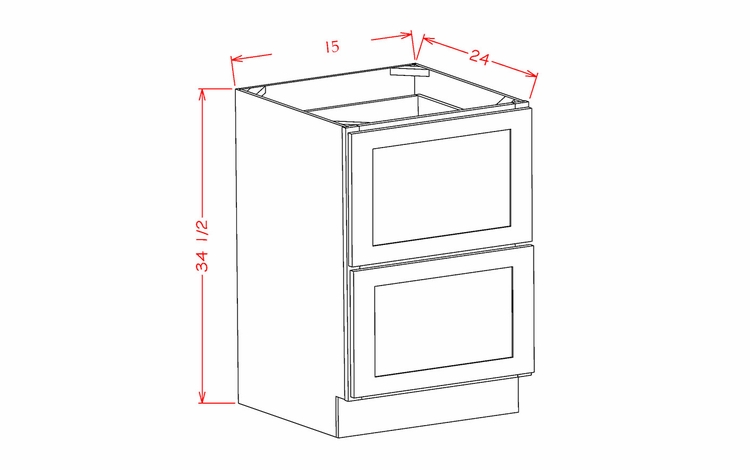 Forevermark Woodland Brown Shaker 2DB15: 2 Drawer Base Cabinet: RTA Kitchen Cabinets