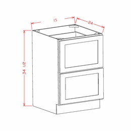 Forevermark Woodland Brown Shaker 2DB15: 2 Drawer Base Cabinet: RTA Kitchen Cabinets