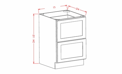 Forevermark Woodland Brown Shaker 2DB15: 2 Drawer Base Cabinet: RTA Kitchen Cabinets