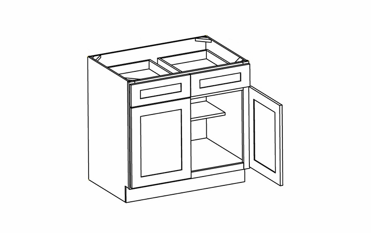 Forevermark Woodland Brown Shaker B33B: Double Door Base Cabinet: RTA Kitchen Cabinet