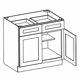 Forevermark Woodland Brown Shaker B33B: Double Door Base Cabinet: RTA Kitchen Cabinet