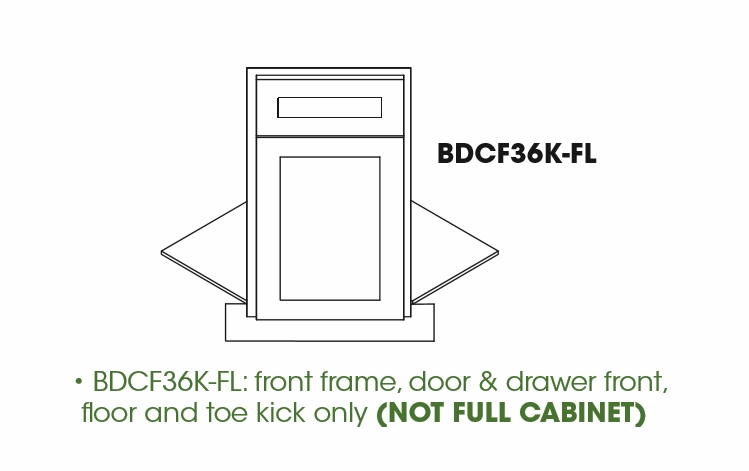 Forevermark Woodland Brown Shaker BDCF36K FL: Base Diagonal Corner Front and Floor: RTA Kitchen Cabinet