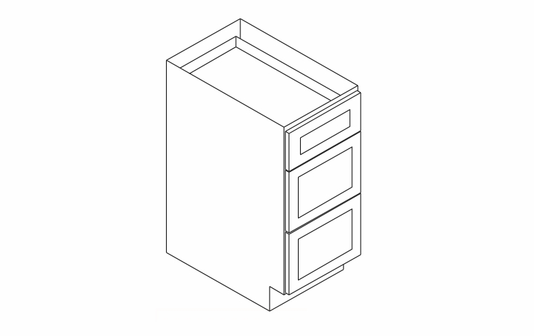 Forevermark Woodland Brown Shaker DB30: 3 Drawer Base Cabinet: RTA Kitchen Cabinet