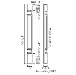Forevermark Woodland Brown Shaker POLE75-B3: Decor Half Leg Including WF3 Filler (Trimmable): RTA Kitchen Cabinet