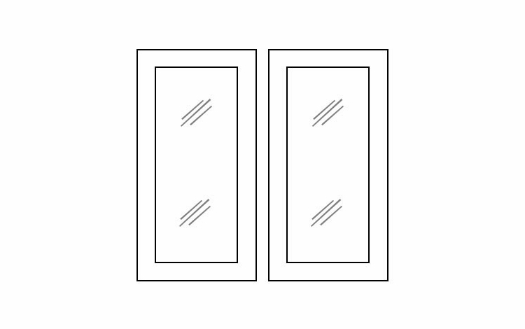 Forevermark Woodland Brown Shaker W3312BGD: Glass Door Set - No Mullion: RTA Kitchen Cabinet