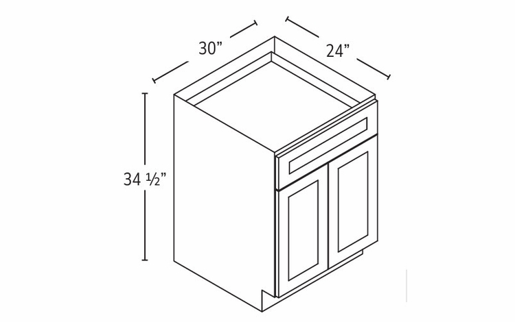 Forevermark Xterra Blue Shaker B30B: Double Door Base Cabinet: RTA Kitchen Cabinet