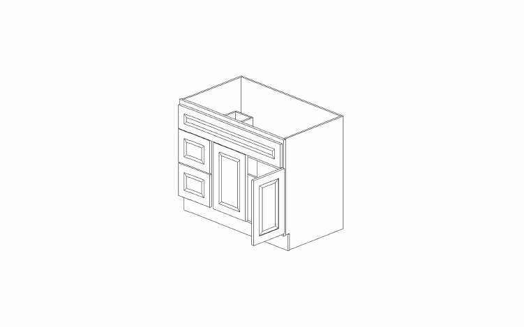 Forevermark Xterra Blue Shaker S3621BDL: Left Bathroom Vanity: RTA Kitchen Cabinet