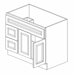 Forevermark Xterra Blue Shaker S3621BDL: Left Bathroom Vanity: RTA Kitchen Cabinet
