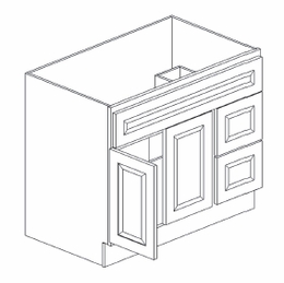 Forevermark Xterra Blue Shaker S3621BDR: Right Bathroom Vanity: RTA Kitchen Cabinet