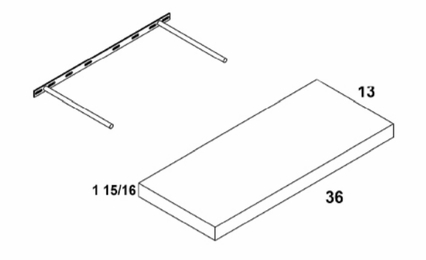FS36: Floating Shelf: Torino White Pine Kitchen Cabinets