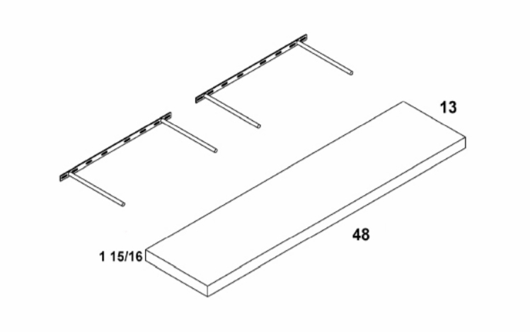 FS48: Floating Shelf: Palermo Gloss White Kitchen Cabinets