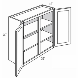 GW3630: Wall Cabinet With Glass Doors: Dover Lunar RTA Kitchen Cabinet