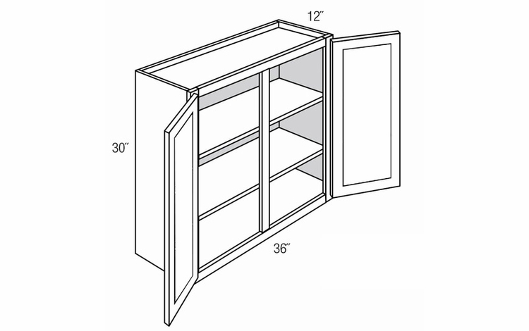 GW3630: Wall Cabinet With Glass Doors: Dover RTA Kitchen Cabinet