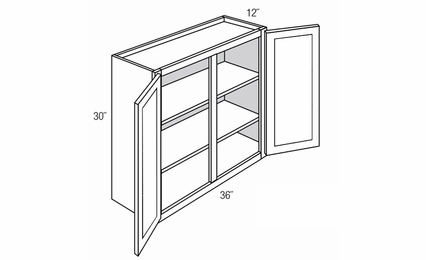 GW3630: Wall Cabinet With Glass Doors: Dover RTA Kitchen Cabinet