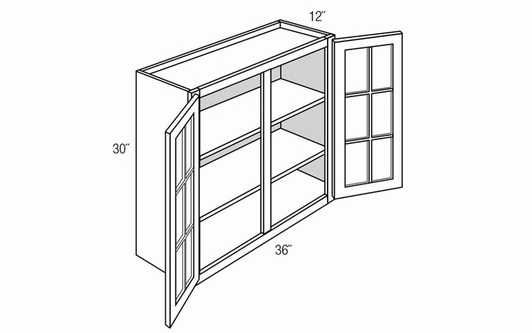 GW3630: Wall Cabinet With Mullion Glass Doors: Trenton Recessed RTA Kitchen Cabinet
