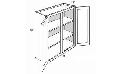 GW3636: Wall Cabinet With Glass Doors: Dover RTA Kitchen Cabinet