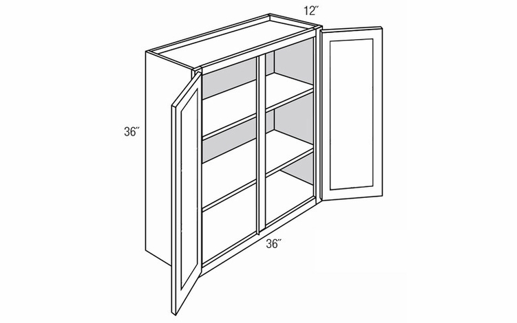 GW3636: Wall Cabinet With Glass Doors: Essex Lunar RTA Kitchen Cabinet