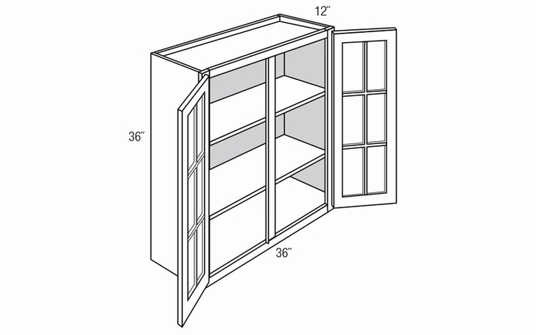 GW3636: Wall Cabinet With Mullion Glass Doors: Yarmouth Raised RTA Kitchen Cabinet