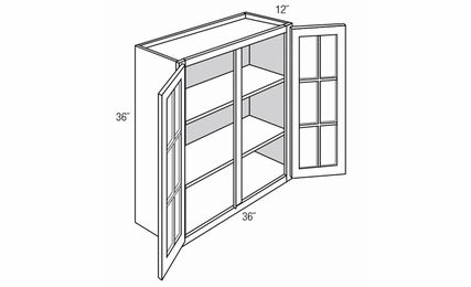 GW3636: Wall Cabinet With Mullion Glass Doors: Yarmouth Raised RTA Kitchen Cabinet