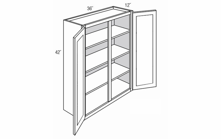 GW3642: Wall Cabinet With Glass Doors: Dover Castle RTA Kitchen Cabinet