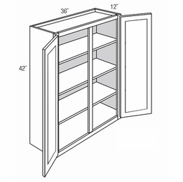 GW3642: Wall Cabinet With Glass Doors: Dover Lunar RTA Kitchen Cabinet