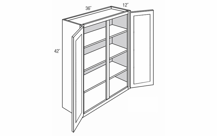 GW3642: Wall Cabinet With Glass Doors: Dover RTA Kitchen Cabinet
