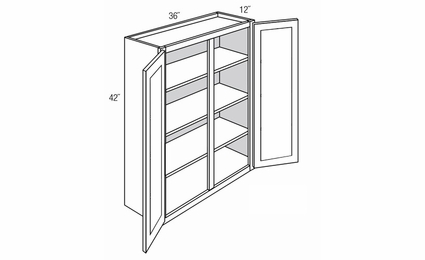 GW3642: Wall Cabinet With Glass Doors: Dover RTA Kitchen Cabinet