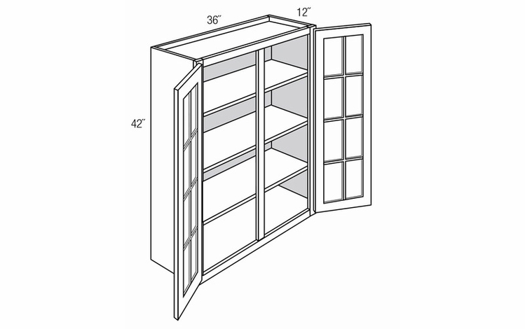 GW3642: Wall Cabinet With Mullion Glass Doors: Trenton Slab RTA Kitchen Cabinet