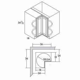 Hanover Biscayne Paint SER36: Base Susan Easy Reach Cabinet: Assembled Kitchen Cabinets