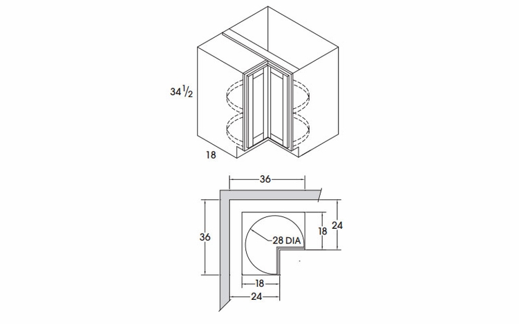 Hanover Stonybrook Paint SER36: Base Susan Easy Reach Cabinet: Assembled Kitchen Cabinets