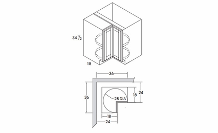 Hanover Stonybrook Paint SER36: Base Susan Easy Reach Cabinet: Assembled Kitchen Cabinets