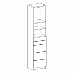 Harbor Mocha K2-DT188414: Drawer Floor Tower Frame With Small & Large Drawers & Adjustable Shelves: RTA Kitchen Cabinet