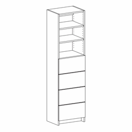 Harbor White K1-DT187214: Drawer Floor Tower Frame With Large Drawers & Adjustable Shelves: RTA Kitchen Cabinet