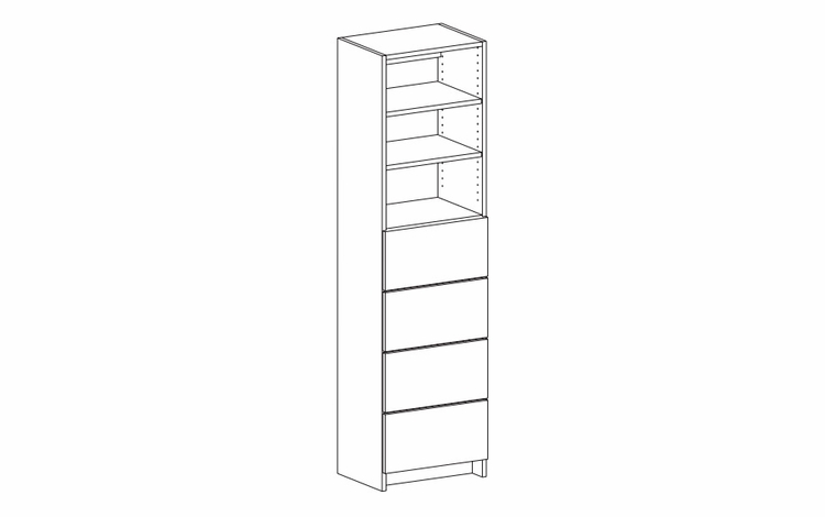 Harbor White K1-DT247214: Drawer Floor Tower Frame With Large Drawers & Adjustable Shelves: RTA Kitchen Cabinet