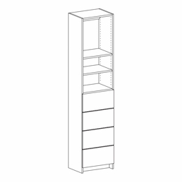 Harbor White K1-DT248414: Drawer Floor Tower Frame With Large Drawers & Adjustable Shelves: RTA Kitchen Cabinet