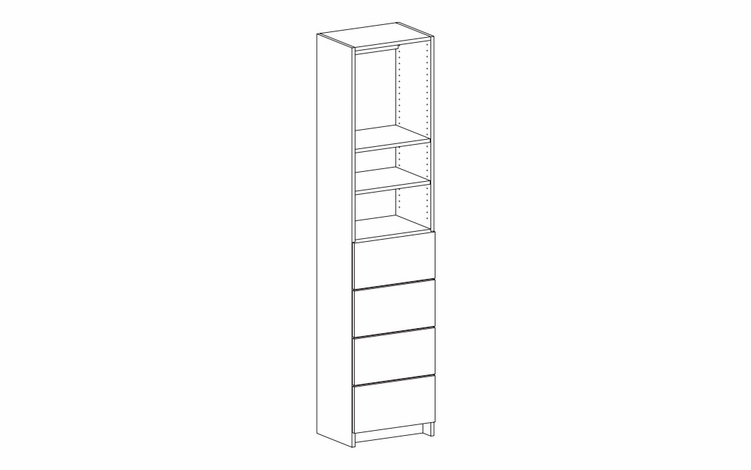 Harbor White K1-DT308420: Drawer Floor Tower Frame With Large Drawers & Adjustable Shelves: RTA Kitchen Cabinet
