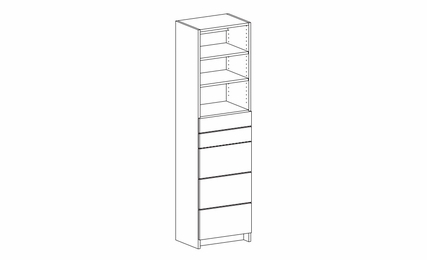 Harbor White K2-DT247220: Drawer Floor Tower Frame With Small & Large Drawers & Adjustable Shelves: RTA Kitchen Cabinet