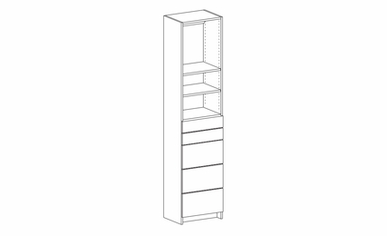 Harbor White K2-DT308420: Drawer Floor Tower Frame With Small & Large Drawers & Adjustable Shelves: RTA Kitchen Cabinet