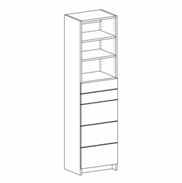 Harbor White K2-DT367220: Drawer Floor Tower Frame With Small & Large Drawers & Adjustable Shelves: RTA Kitchen Cabinet