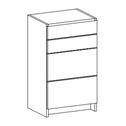 Harbor White K2-SD363414: Short Drawer Unit Floor Frame With Small & Large Drawers: RTA Kitchen Cabinet