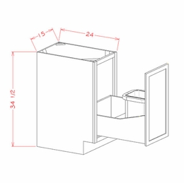 Haven Sage B15FHTCPO: Full Height Door Base With Single Trash Can Pullout: RTA Kitchen Cabinets