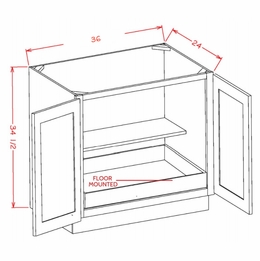 Haven Sage B36FH1RS: Double Full Height Door, One Rollout Shelf Base Cabinet: RTA Kitchen Cabinets