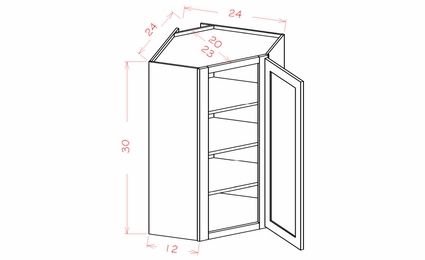 Haven Sage DCW2430: Diagonal Corner Wall Cabinet: RTA Kitchen Cabinets