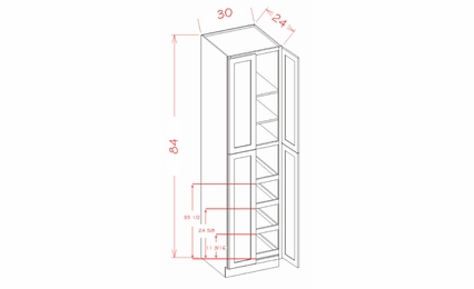Haven Sage U3084244RS: Utility Cabinet - Four Doors: RTA Kitchen Cabinets