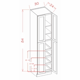 Haven Sage U3084244RS: Utility Cabinet - Four Doors: RTA Kitchen Cabinets