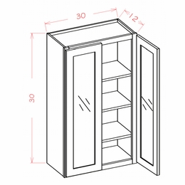 Haven Sage W3030GD: Prepped for Glass Wall Cabinet - Double Door: RTA Kitchen Cabinets