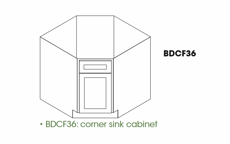 Homestead Oak Shaker BDCF36: Base Diagonal Corner Sink Cabinet: RTA Kitchen Cabinet