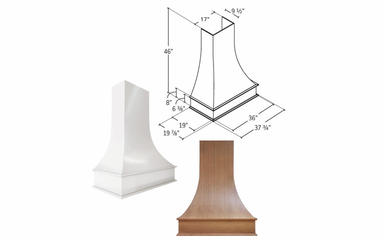 Homestead Oak Shaker EWH36: Range Hood: RTA Kitchen Cabinet