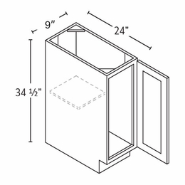 Homestead Oak Shaker FB09: Full Height Base Cabinet: RTA Kitchen Cabinet