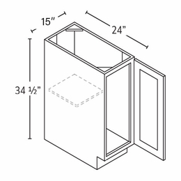 Homestead Oak Shaker FB15: Full Height Base Cabinet: RTA Kitchen Cabinet